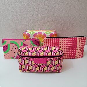Clinique Cosmetic Bag Bundle (4) | Watermelon, Floral & Geometric